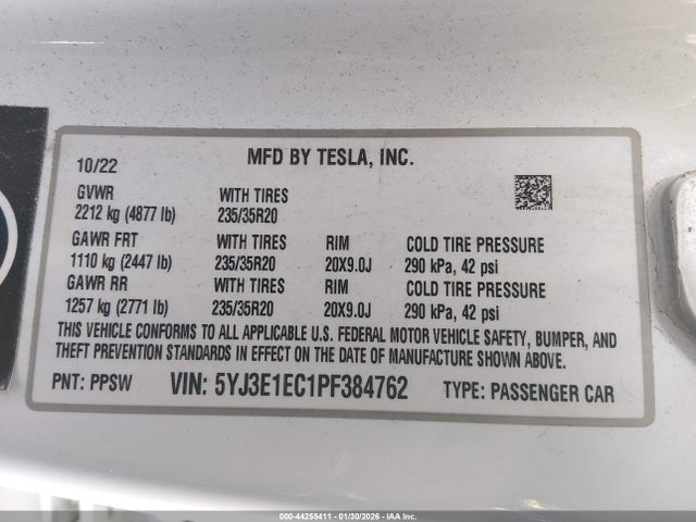 2023 TESLA MODEL 3 5YJ3E1EC1PF384762 Photo 8
