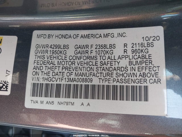 1HGCV1F13MA008809 Honda ACCORD LX