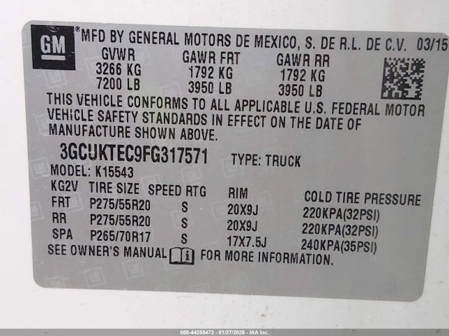 3GCUKTEC9FG317571 Chevrolet Silverado 1500 High Country