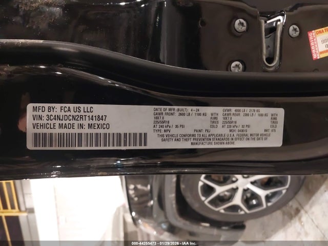 2024 Jeep Compass Limited 4x4 მანქანა იყიდება აუქციონზე, vin: 3C4NJDCN2RT141847, აუქციონის ნომერი: 44255473
