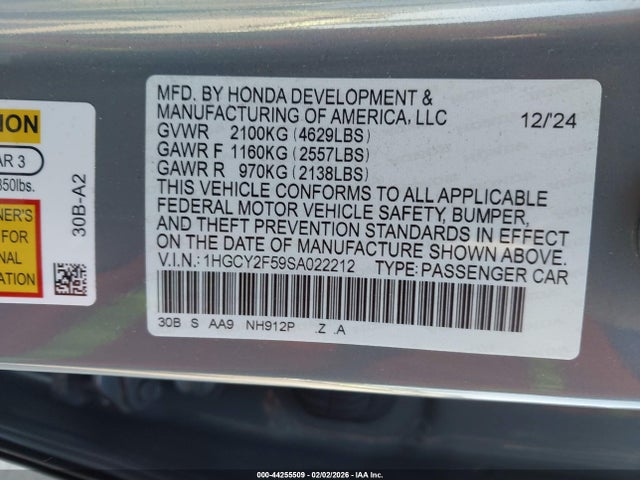 1HGCY2F59SA022212 Honda Accord Hybrid Sport