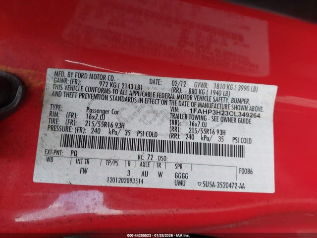 2012 FORD FOCUS 1FAHP3H23CL349264 Photo 8