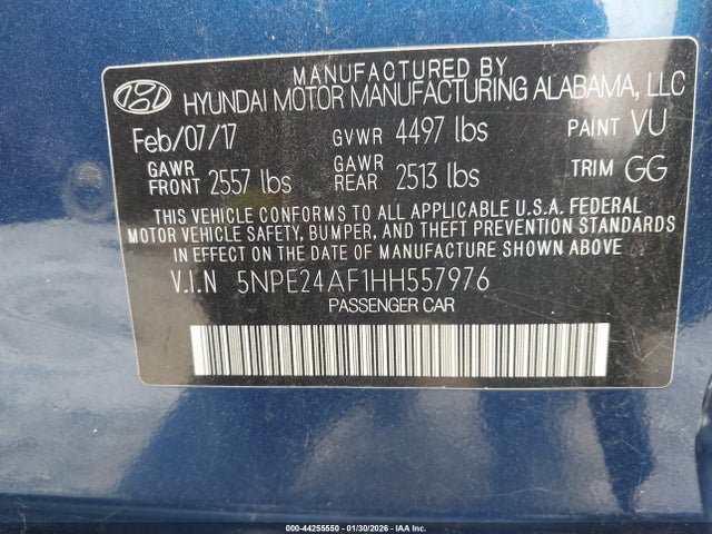 5NPE24AF1HH557976 Hyundai Sonata