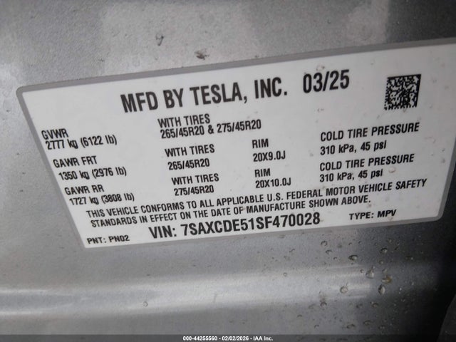 2025 TESLA MODEL X 7SAXCDE51SF470028 Photo 8