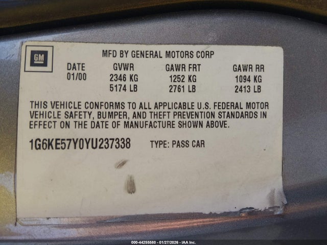 2000 CADILLAC DEVILLE 1G6KE57Y0YU237338 Photo 8