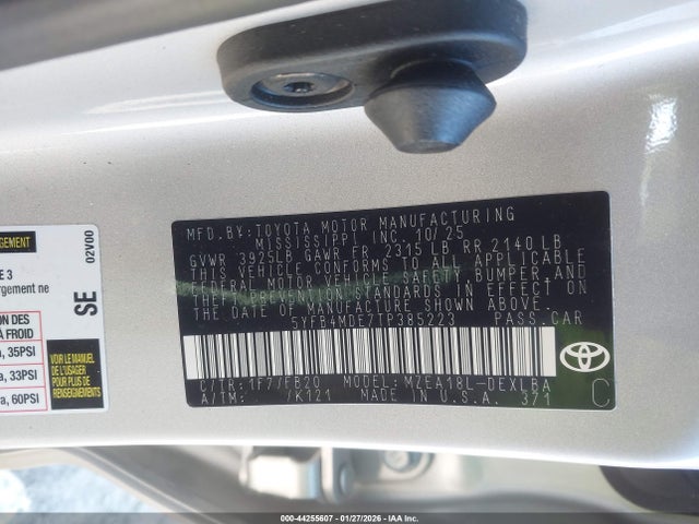 Aukcja sprzedaży 2026 Toyota Corolla Le, vin: 5YFB4MDE7TP385223, numer aukcji: 44255607