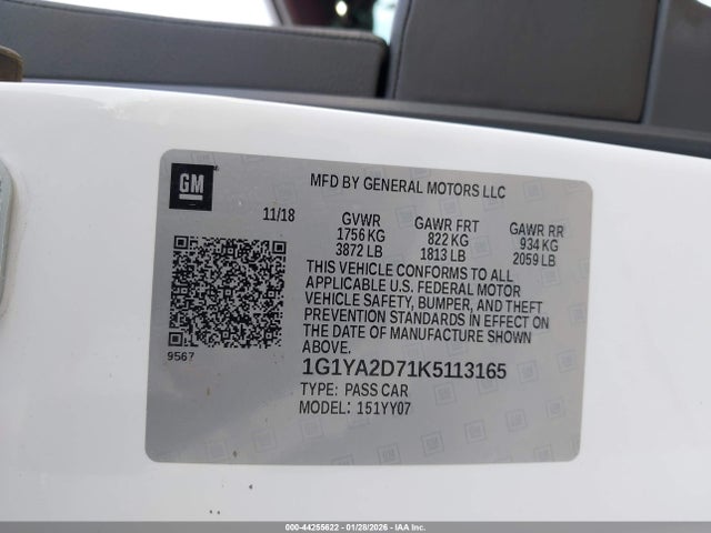 2019 CHEVROLET CORVETTE 1G1YA2D71K5113165 Photo 8