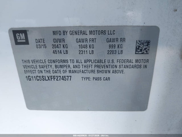 2015 CHEVROLET MALIBU 1G11C5SLXFF274577 Photo 8