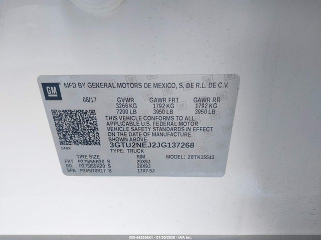 2018 Gmc Sierra 1500 Slt მანქანა იყიდება აუქციონზე, vin: 3GTU2NEJ2JG137268, აუქციონის ნომერი: 44255641
