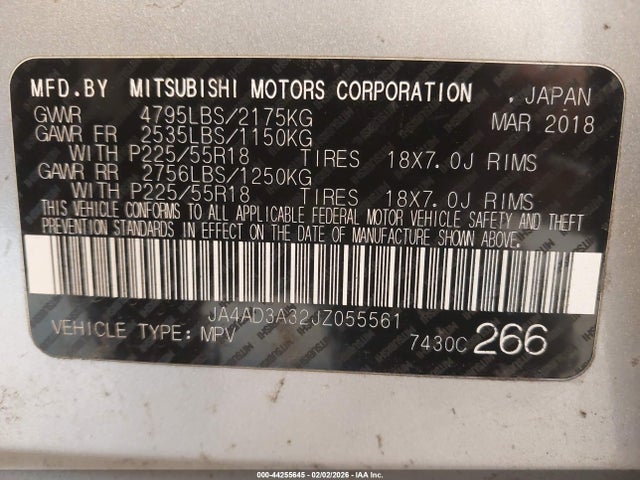 2018 MITSUBISHI OUTLANDER JA4AD3A32JZ055561 Photo 8