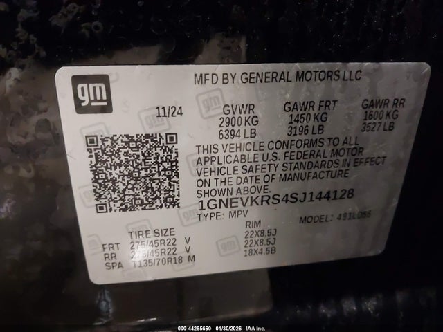 1GNEVKRS4SJ144128 Chevrolet Traverse Awd High Country