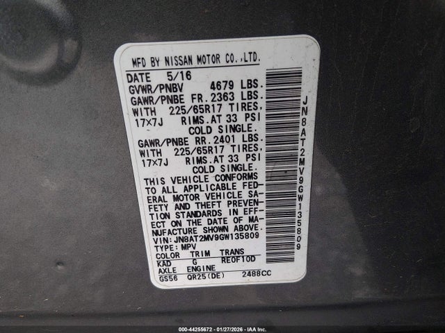 Nissan ROGUE SV 2016 JN8AT2MV9GW135809 Image 9