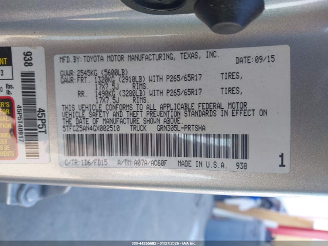5TFCZ5AN4GX002510 Toyota Tacoma Trd Sport