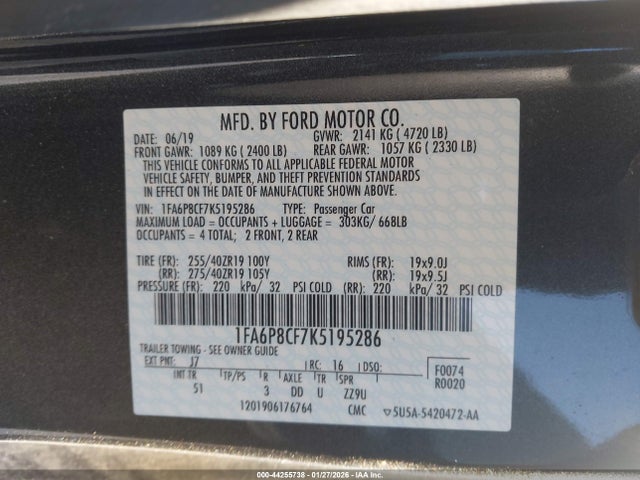 Ford Mustang Gt Premium 2019 1FA6P8CF7K5195286 Image 9