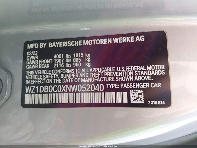 2022 TOYOTA GR SUPRA WZ1DB0C0XNW052040 Photo 8