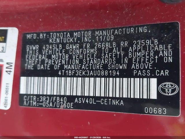 2010 TOYOTA CAMRY 4T1BF3EK3AU088194 Photo 8