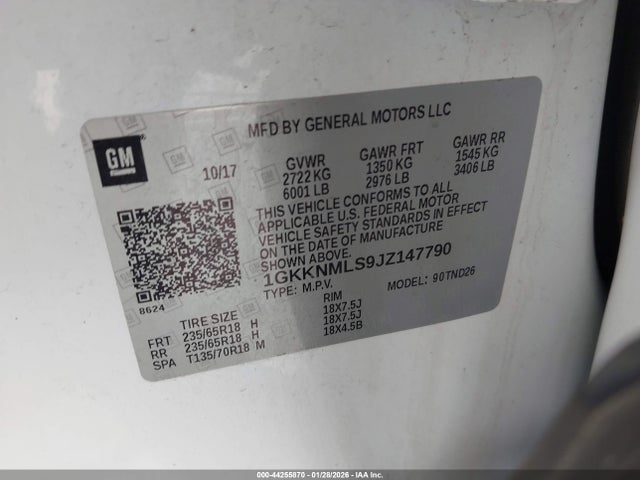 1GKKNMLS9JZ147790 GMC Acadia Slt-1