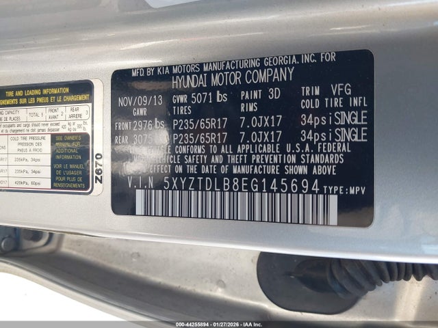 5XYZTDLB8EG145694 Hyundai Santa Fe Sport 2.4l
