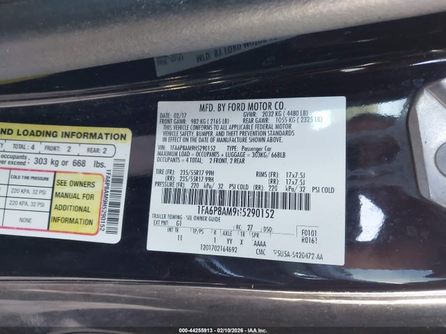 Ford Mustang V6 2017 1FA6P8AM9H5290152 Image 9