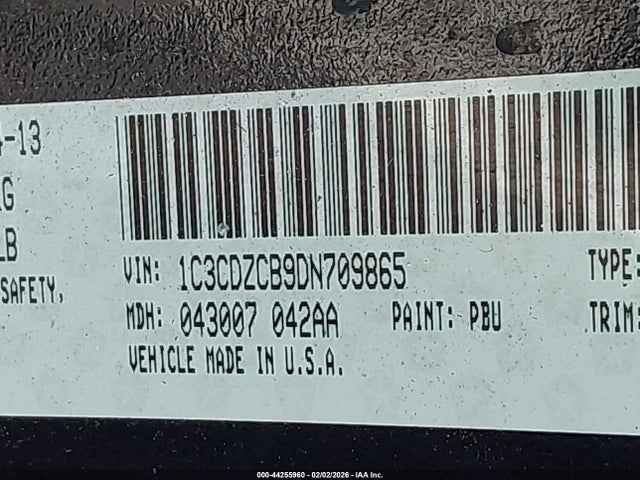 Продажа на аукционе авто 2013 Dodge Avenger Sxt, vin: 1C3CDZCB9DN709865, номер лота: 44255960