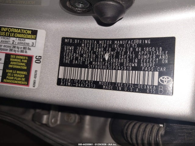 Toyota Corolla Le Premium 2014 5YFBURHE5EP045918 Image 9