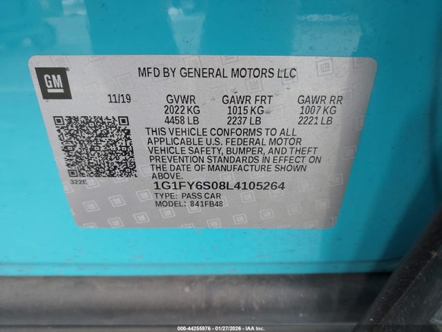 1G1FY6S08L4105264 Chevrolet Bolt Ev Fwd Lt