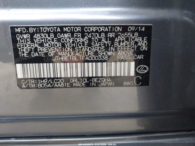 2015 LEXUS GS 350 JTHBE1BL1FA000338 Photo 8