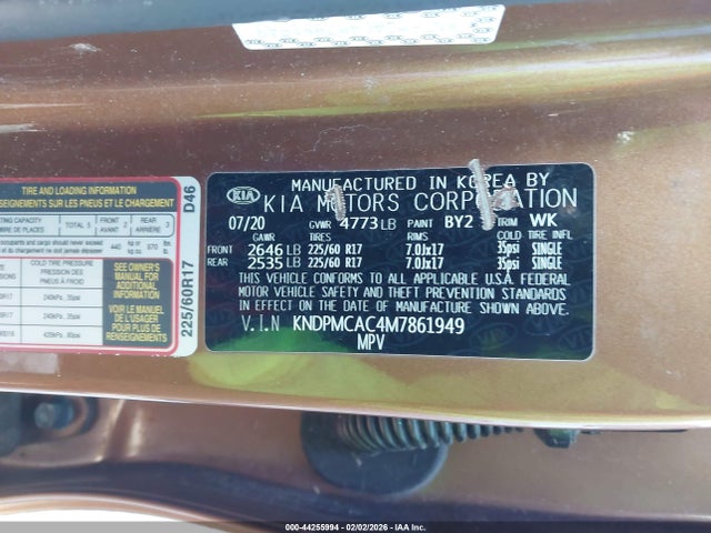 Продаж на аукціоні авто 2021 Kia Sportage Lx, vin: KNDPMCAC4M7861949, номер лоту: 44255994