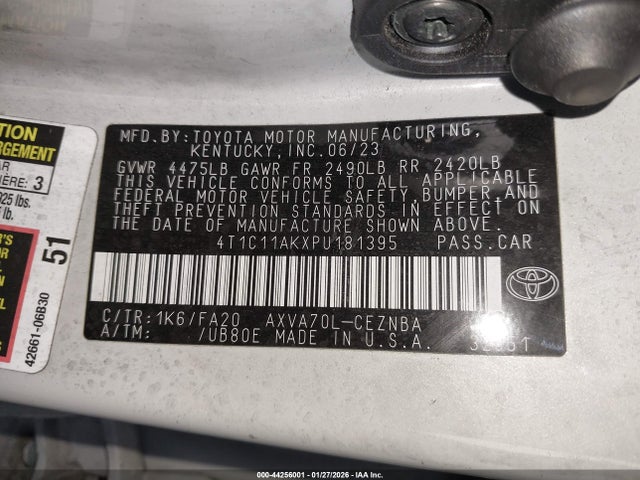 4T1C11AKXPU181395 Toyota CAMRY LE