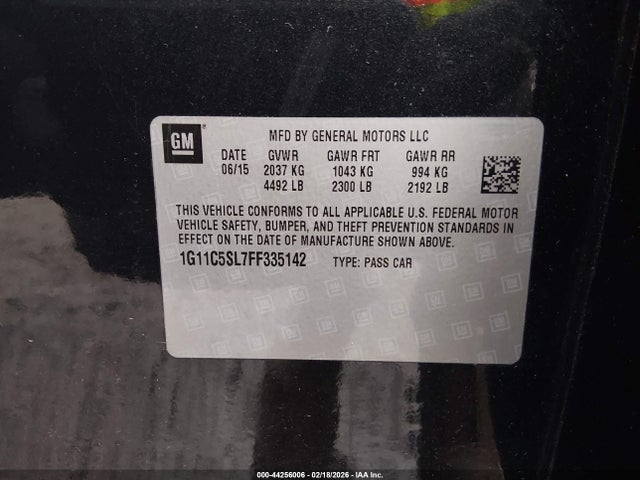 Chevrolet MALIBU 1LT 2015 1G11C5SL7FF335142 Image 9