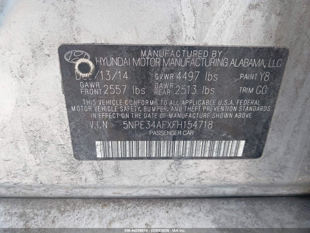 5NPE34AFXFH154718 Hyundai Sonata Limited