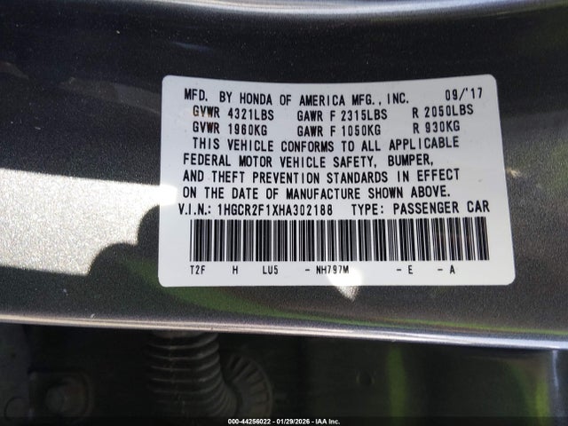 1HGCR2F1XHA302188 Honda Accord Sport Se