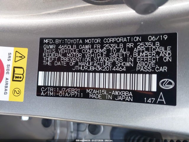 JTHU9JBH3K2014464 Lexus Ux 250h F Sport