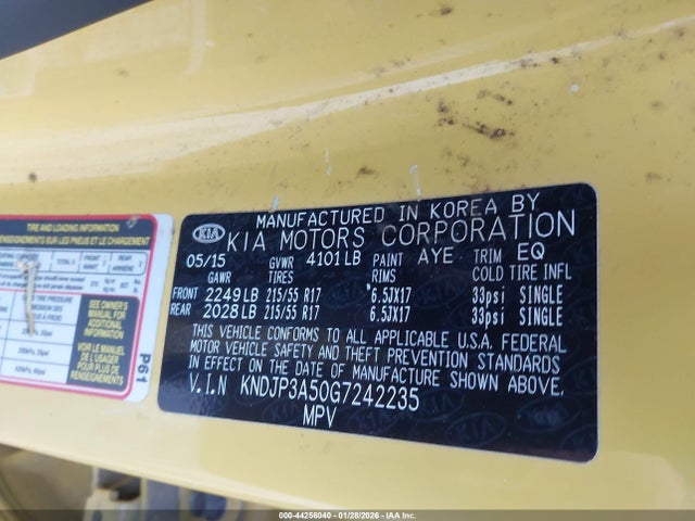 KIA SOUL + 2016 KNDJP3A50G7242235 Image 9