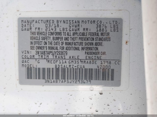 Nissan SENTRA SR 2018 3N1AB7AP5JY293679 Image 9