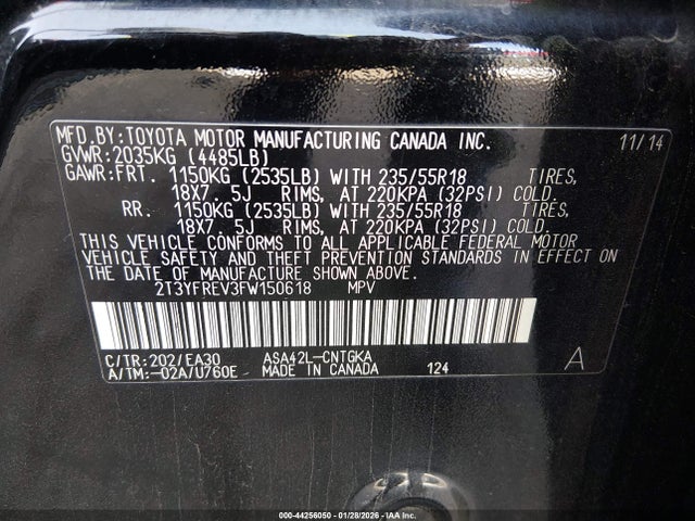 Toyota Rav4 Limited 2015 2T3YFREV3FW150618 Image 9