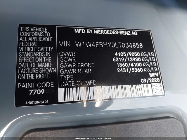 Aukcja sprzedaży 2020 Mercedes-benz Sprinter 2500 Standard Roof V6, vin: W1W4EBHY0LT034858, numer aukcji: 44256126