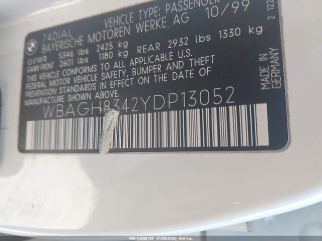 2000 BMW 740IL WBAGH8342YDP13052 Photo 8