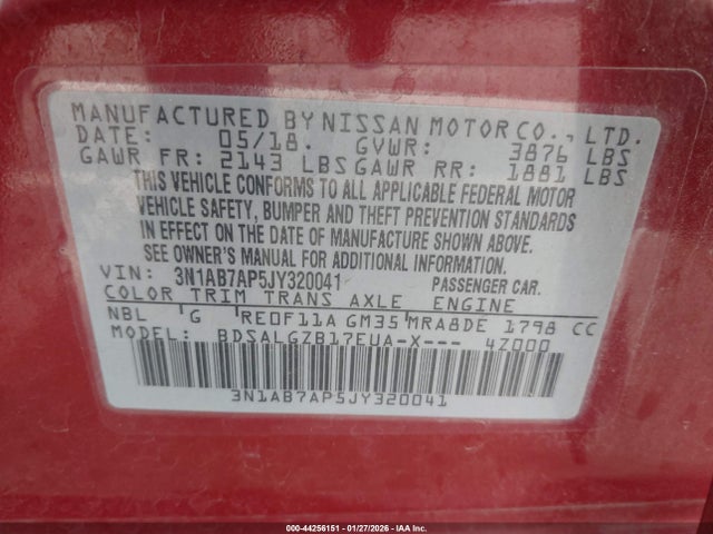 Nissan SENTRA SL 2018 3N1AB7AP5JY320041 Image 9