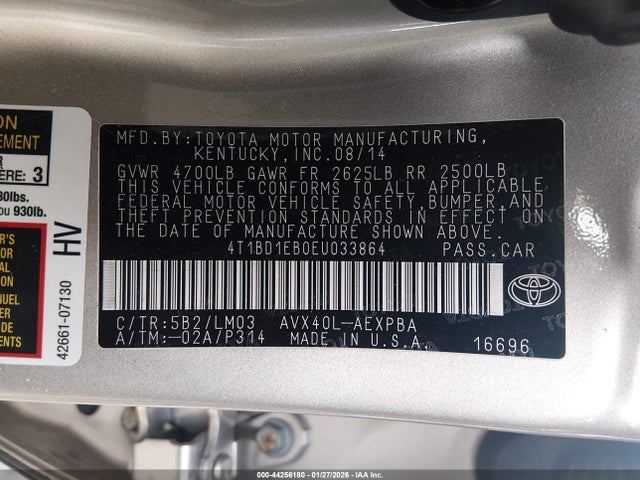 4T1BD1EB0EU033864 Toyota Avalon Hybrid Limited