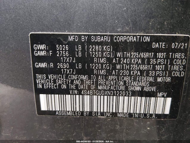 4S4BTGUDXN3122033 Subaru Outback Wilderness