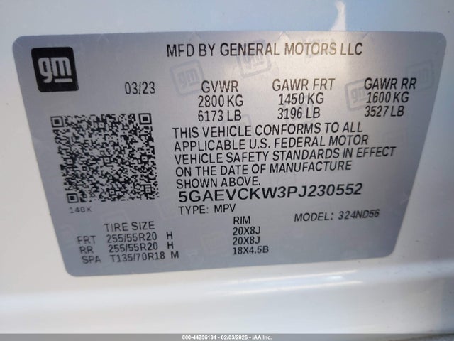 5GAEVCKW3PJ230552 Buick Enclave Avenir Awd