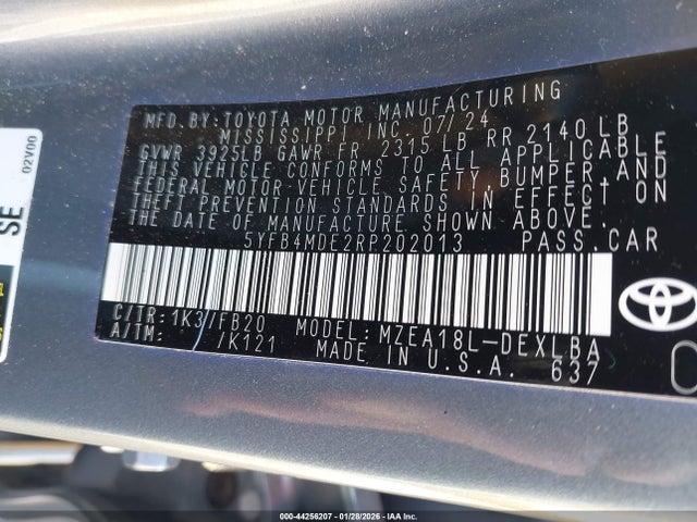 Toyota COROLLA LE 2024 5YFB4MDE2RP202013 Image 9