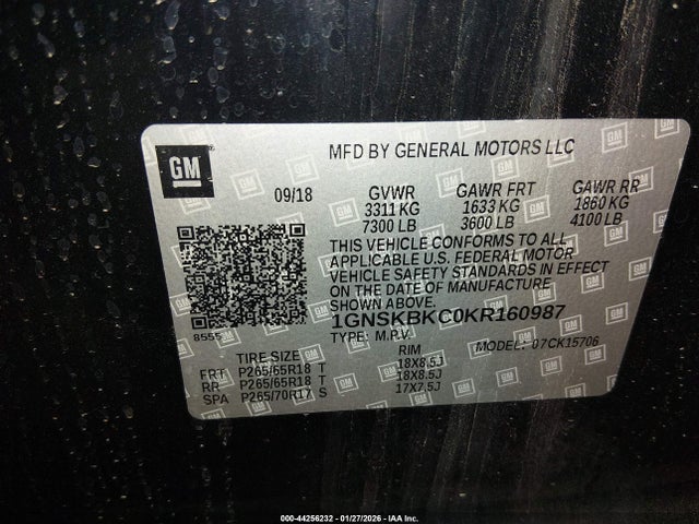 2019 CHEVROLET TAHOE 1GNSKBKC0KR160987 Photo 8