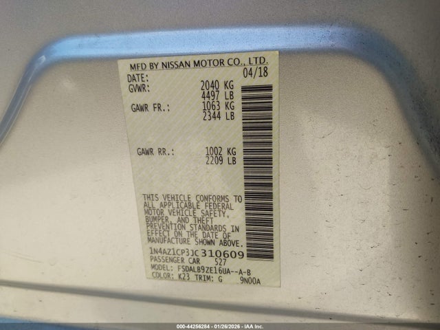 Aukcja sprzedaży 2018 Nissan Leaf S, vin: 1N4AZ1CP3JC310609, numer aukcji: 44256284
