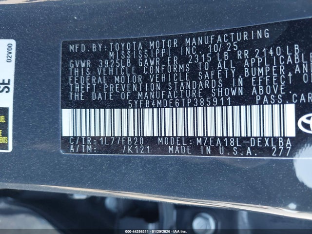 Toyota COROLLA LE 2026 5YFB4MDE6TP385911 Image 9