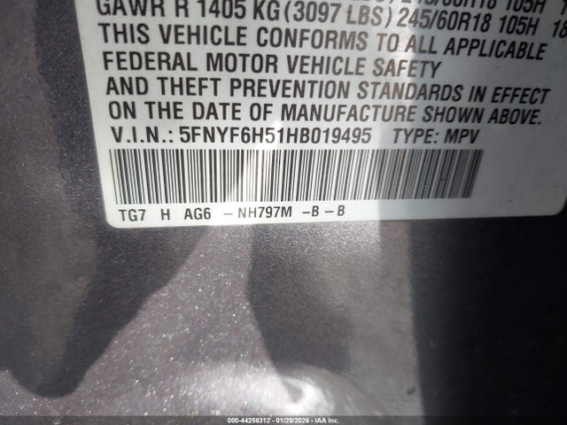 Honda Pilot Ex-l 2017 5FNYF6H51HB019495 Image 9