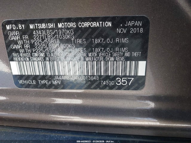 2019 MITSUBISHI OUTLANDER SPORT JA4AP3AU4KU013648 Photo 8
