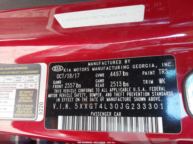 5XXGT4L30JG233301 KIA Optima S