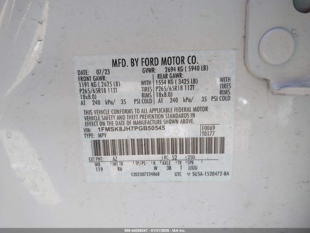 2023 FORD EXPLORER 1FMSK8JH7PGB50545 Photo 8